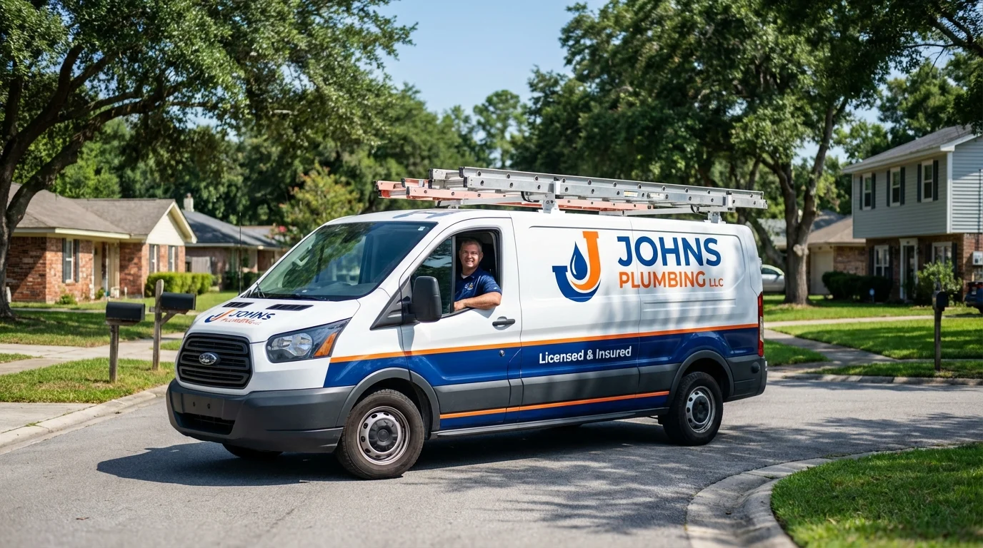 Johns Plumbing LLC service van in Culver, IN