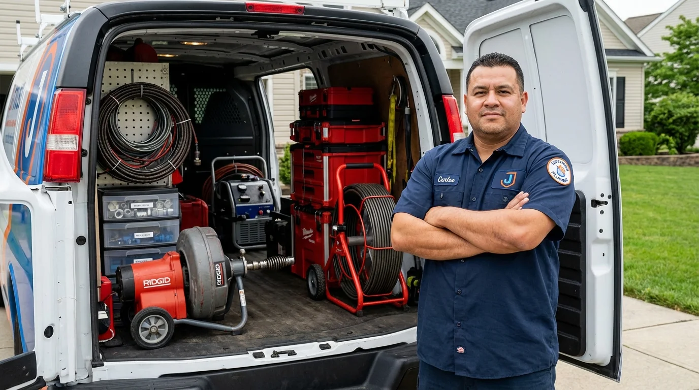 Professional drain cleaning equipment and Johns Plumbing LLC plumber in Culver